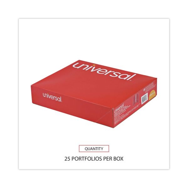 Universal Two-Pocket Portfolios W/Tang Fasteners, 135-Sheet Capacity, Red, 25/Box