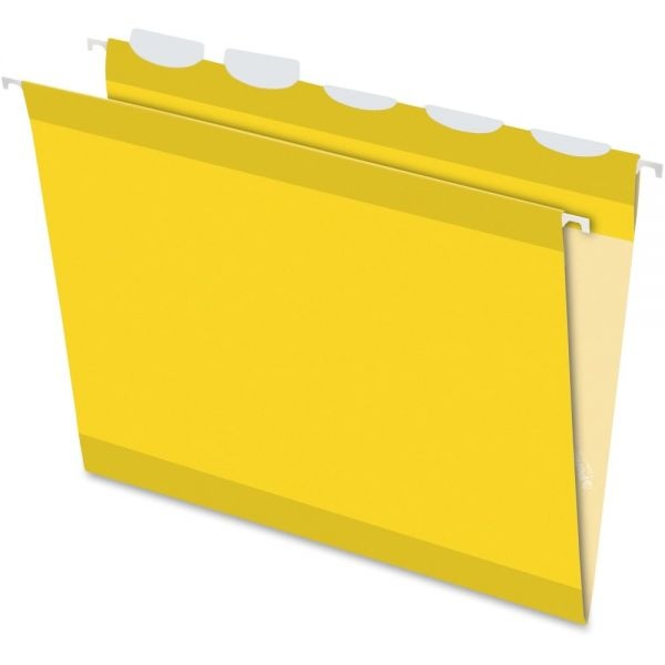 Pendaflex Ready-Tab Colored Reinforced Hanging Folders, Letter Size, 1/5-Cut Tabs, Yellow, 25/Box