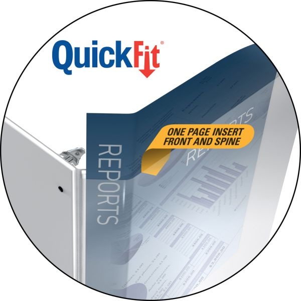 Stride Quickfit 3-Ring View Binder, 3" Capacity, D-Ring, White