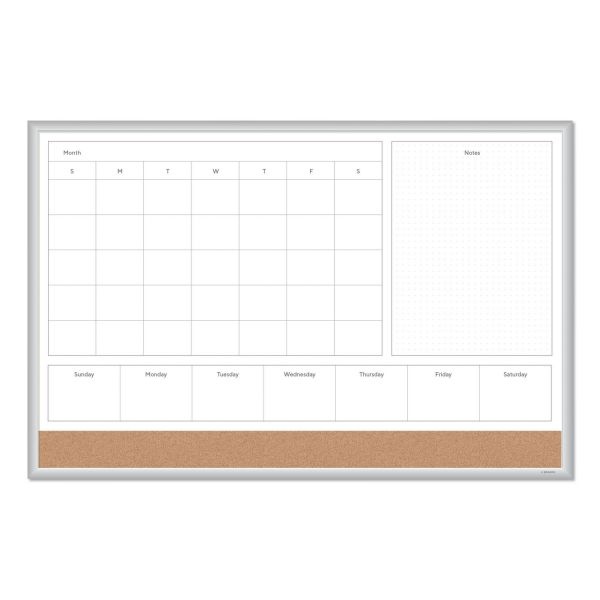 U Brands 4N1 Magnetic Dry Erase Combo Board, 36 X 24, White/Natural