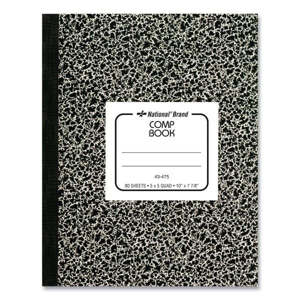 National Composition Book, Quadrille Rule, Black Marble Cover, 10 X 7.88, 80 Sheets