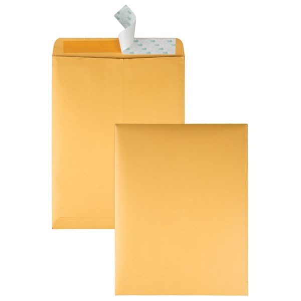 Quality Park Redi-Strip Catalog Envelopes, 10" X 13", Self-Adhesive, Brown Kraft, Box Of 100