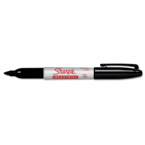 Sharpie Industrial Permanent Marker, Fine Bullet Tip, Black, Dozen