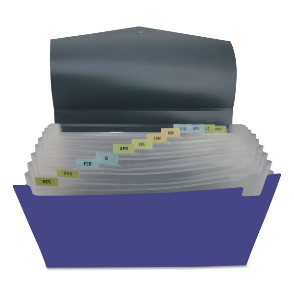 Universal Poly Expanding Files, 13 Sections, Cord/Hook Closure, 1/12-Cut Tabs, Letter Size, Metallic Blue/Steel Gray