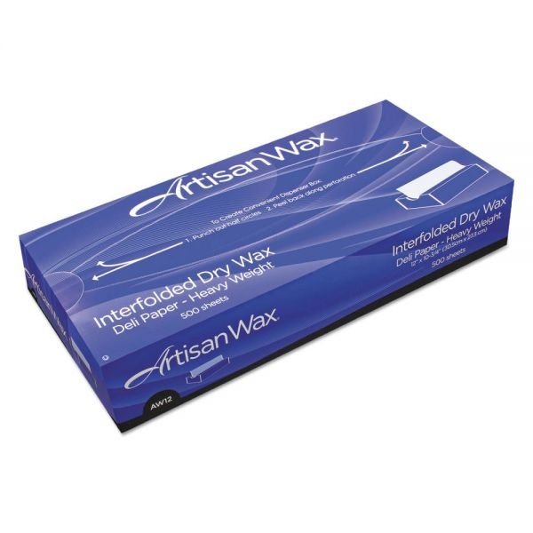 Bagcraft Artisanwax Interfolded Dry Wax Deli Paper, 10 X 10.75, White, 500/Box, 12 Boxes/Carton
