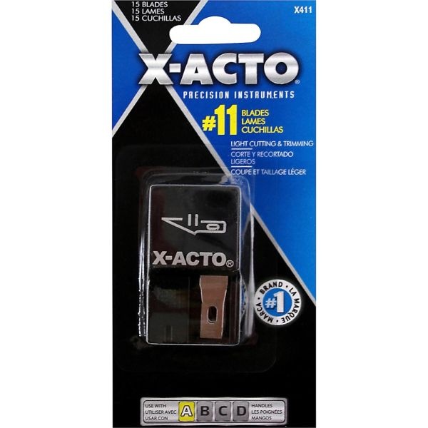 X-Acto Knife Blades, No. 11 Blade With Safety Dispenser, Pack Of 15