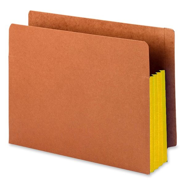 Smead Redrope End-Tab File Pockets With Gussets, Letter Size, 3 1/2" Expansion, 30% Recycled, Yellow Gusset, Box Of 10