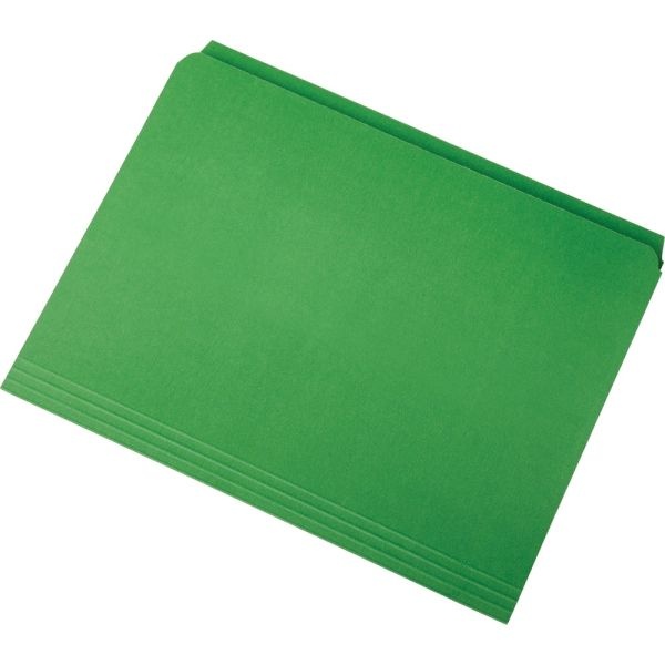 Skilcraft Straight-Cut Color File Folders, Letter Size, 100% Recycled, Green, Box Of 100