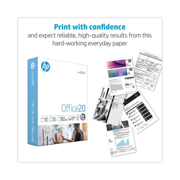 Hp Papers Office20 Paper, 92 Bright, 20Lb, 8.5 X 11, White, 500 Sheets/Ream, 5 Reams/Carton