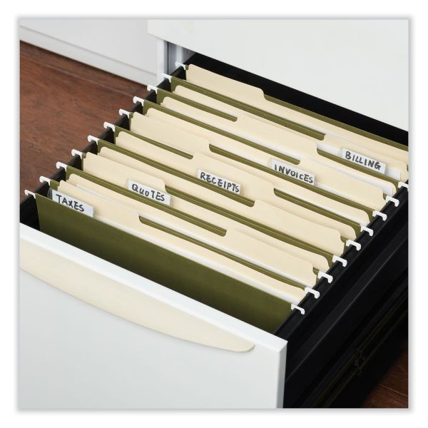 Universal Box Bottom Hanging File Folders, 1" Capacity, Letter Size, 1/5-Cut Tabs, Standard Green, 25/Box