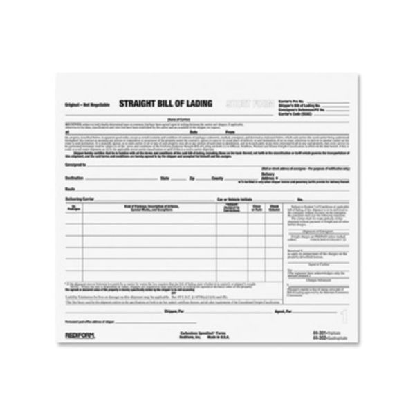 Rediform Snap-A-Way Bill Of Lading Forms - 3 Partcarbonless Copy - 8.50" X 7" Sheet Size - 2 X Holes - White Sheet(S) - Black Print Color - 250 / Pack