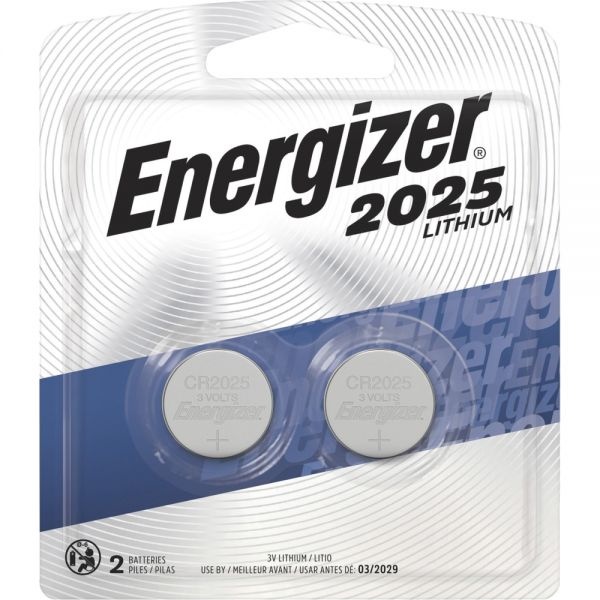 Energizer 2025 Lithium Coin Battery, 3V, 2/Pack