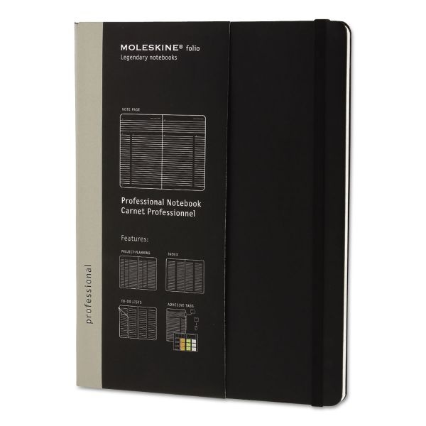 Moleskine Professional Notebook, Hardcover, 1 Subject, Narrow Rule, Black Cover, 9.75 X 7.5, 192 Sheets