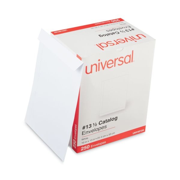 Universal Catalog Envelope, 24 Lb Bond Weight Paper, #13 1/2, Square Flap, Gummed Closure, 10 X 13, White, 250/Box