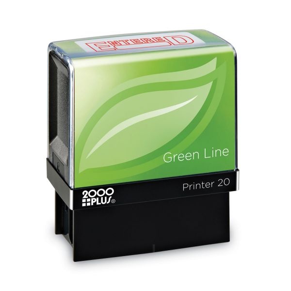 Cosco 2000Plus Green Line Message Stamp, Entered, 1 1/2 X 9/16, Red