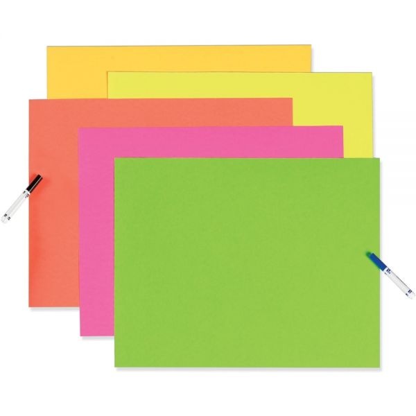 Pacon Neon Color Poster Board, 22 X 28, Lemon, Lime, Orange, Pink, Red, 25/Carton