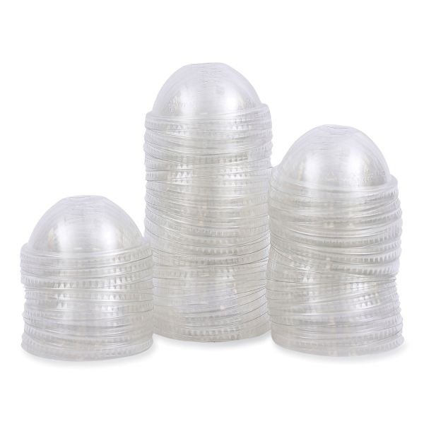 Boardwalk Pet Cold Cup Dome Lids, Fits 16 Oz To 24 Oz Plastic Cups, Clear, 100 Lids/Sleeve, 10 Sleeves/Carton