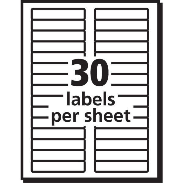 Avery Easy Peel Ecofriendly Permanent File Folder Labels, 45366, 2/3" X 3 7/16", 100% Recycled, White, Pack Of 1,500