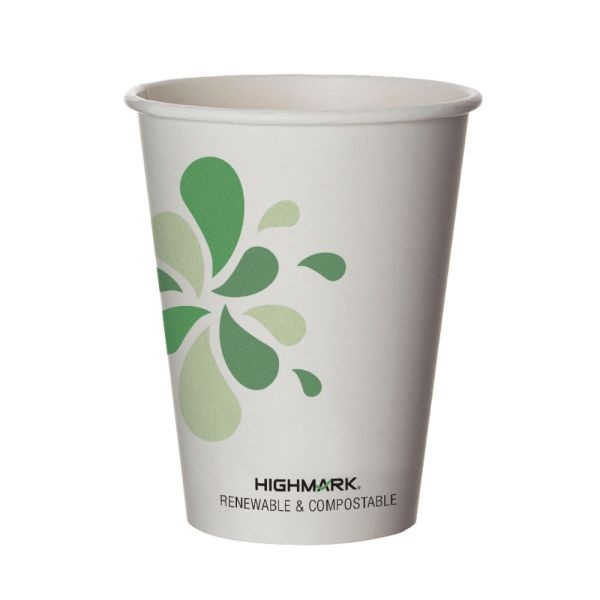 Highmark Eco Hot Coffee Cups, 12 Oz, White, Pack Of 500