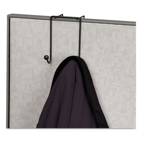 Fellowes Partition Additions Wire Double-Garment Hook, 4 X 5.13 X 6, Over-The Panel Mount, Black