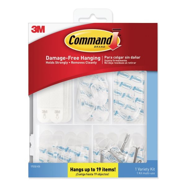 Command Clear Hooks And Strips, Plastic, Asst, 16 Picture Strips/15 Hooks/22 Strips/Pk