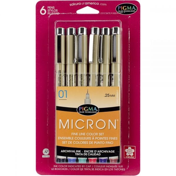 Pigma Micron Pens 01 .25Mm 6/Pkg