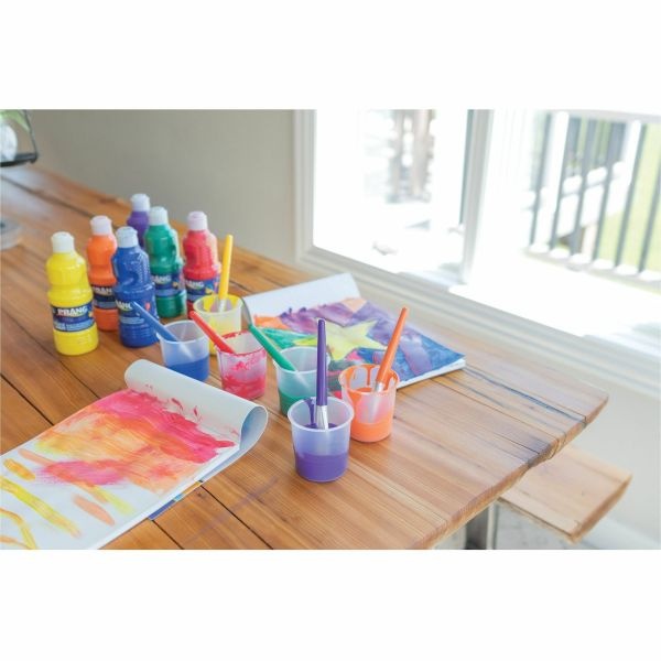 Chenille Kraft Creativity Street No-Spill Paint Cups And Brushes, Assorted Colors/Clear, Set Of 20