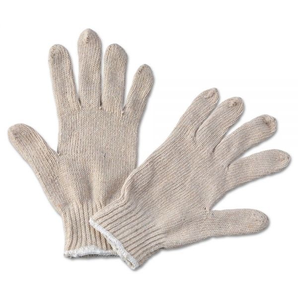 Boardwalk String Knit General Purpose Gloves, Large, Natural, 12 Pairs