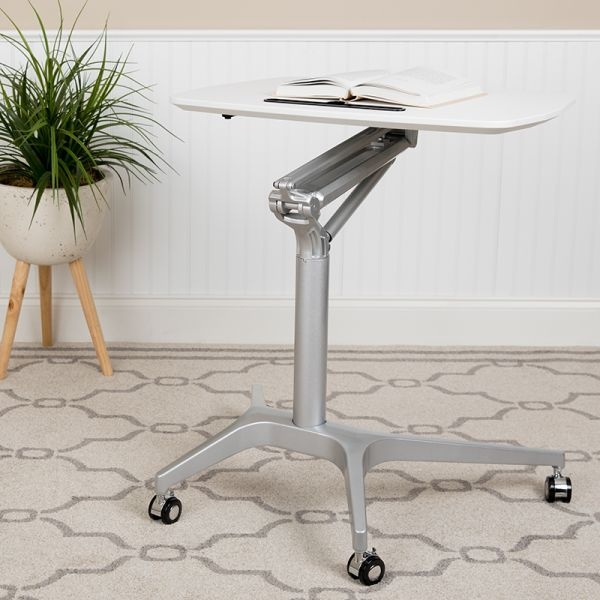 Gia Mobile Sit-Down, Stand-Up White Computer Ergonomic Desk With 28.25"W Top (Adjustable Range 29" - 41")