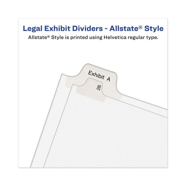 Avery-Style Preprinted Legal Side Tab Divider, 26-Tab, Exhibit U, 11 X 8.5, White, 25/Pack, (1391)