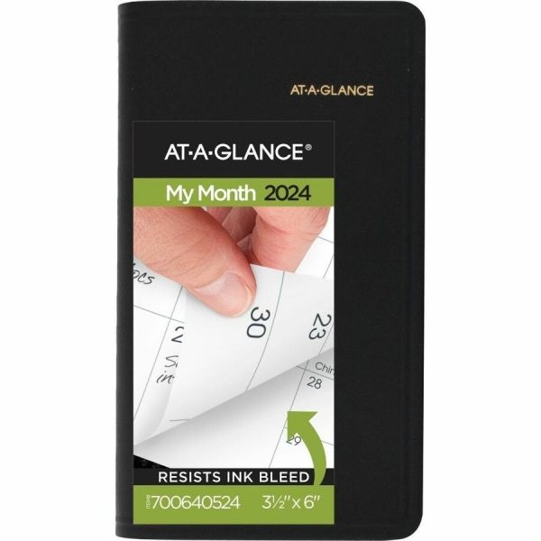 At-A-Glance 2024 Monthly Planner, Black, Pocket, 3 1/2" X 6"