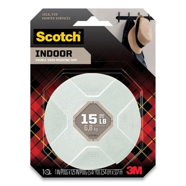 Scotch Permanent High-Density Foam Mounting Tape, Holds Up To 15 Lbs, 1 X 125, White