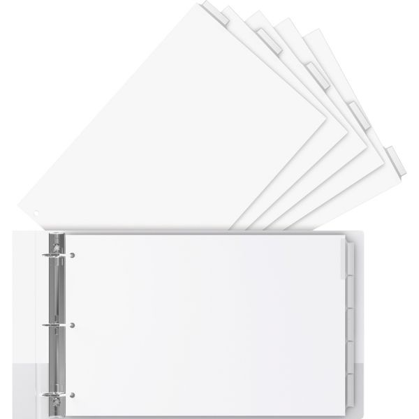 Stride Tab Dividers For Ledger And Spreadsheet Binders, 11" X 17", Ledger Size, Beige/Clear, Pack Of 5 Tabs