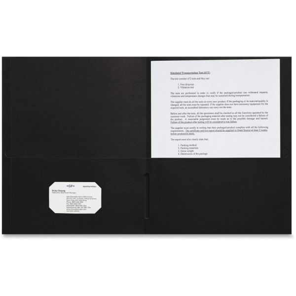 Sparco Leatherette Portfolio, 8-1/2" X 11", 2 Pocket, Black, Box Of 25