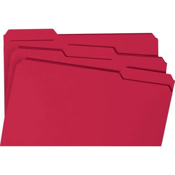 Smead Colored File Folders, 1/3-Cut Tabs: Assorted, Legal Size, 0.75" Expansion, Red, 100/Box