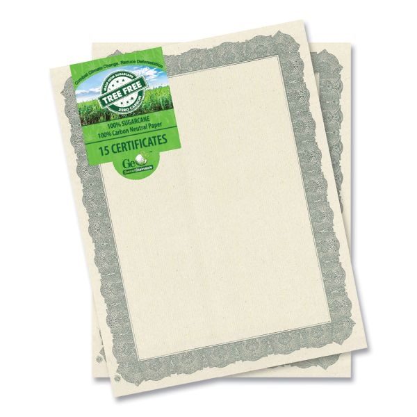 Geographics Award Certificates, 8.5 X 11, Natural With Silver Braided Border. 15/Pack