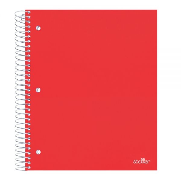 Stellar Poly Notebook, 8-1/2" X 11", 5 Subject, College Ruled, 200 Sheets, Red