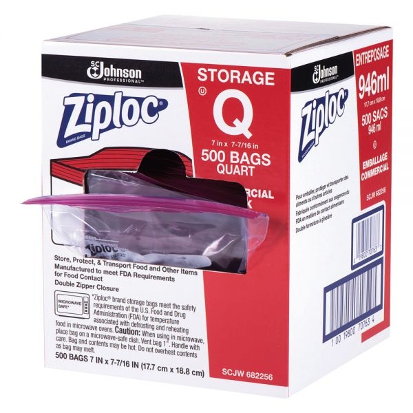Ziploc Storage Bags, 1 Qt, Box Of 500 Bags