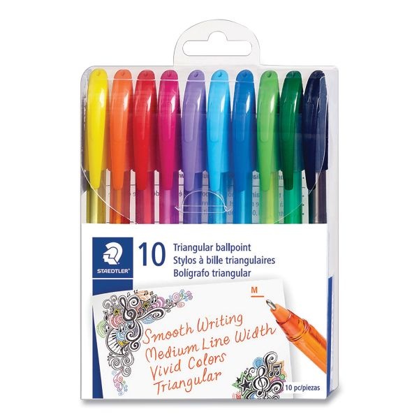 Staedtler Triplus Ballpoint Pen, Stick, Medium 1 Mm, Assorted Ink And Barrel Colors, 10/Pack