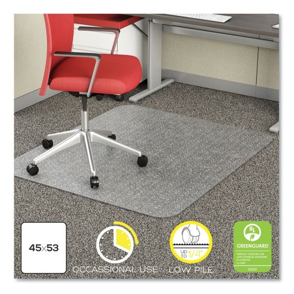 Deflecto Economat Occasional Use Chair Mat For Low Pile Carpet, 45 X 53, Rectangular, Clear