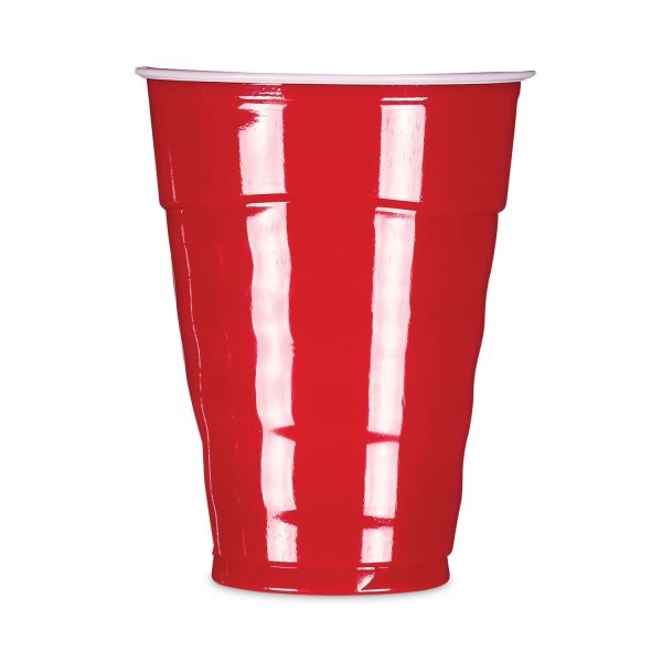Hefty Easy Grip Disposable Plastic Party Cups, 9 Oz, Red, 50/Pack, 12 Packs/Carton
