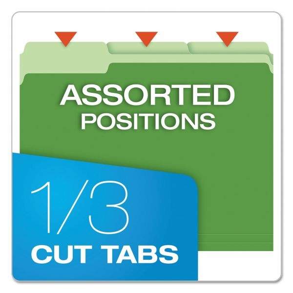 Pendaflex Colored File Folders, 1/3-Cut Tabs: Assorted, Letter Size, Green/Light Green, 100/Box
