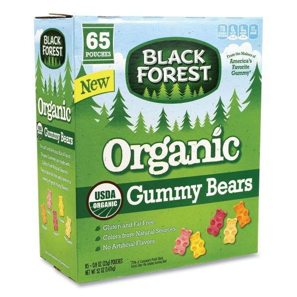Black Forest Organic Gummy Bears, 0.8 Oz Pouch, 65 Pouches/Carton