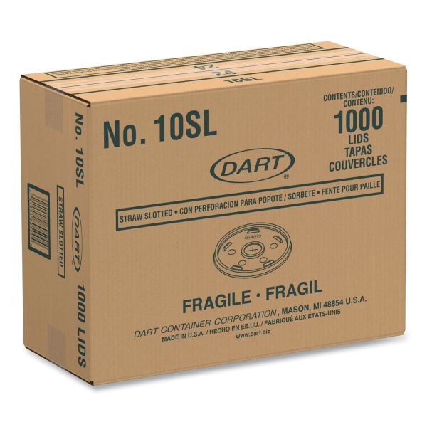 Dart Plastic Cold Cup Lids, Fits 10 Oz Cups, Translucent, 100 Pack, 10 Packs/Carton