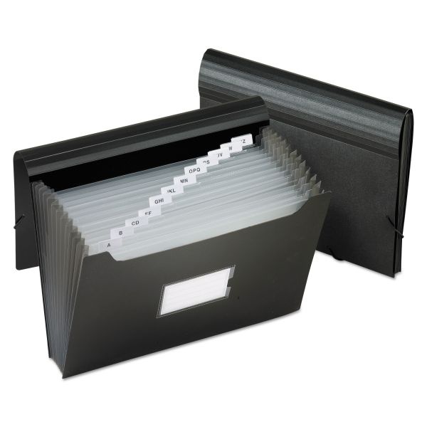 Pendaflex Jumbo 13-Pocket File, 12" Expansion, 13 Sections, Elastic Cord Closure, 1/12-Cut Tabs, Letter Size, Black