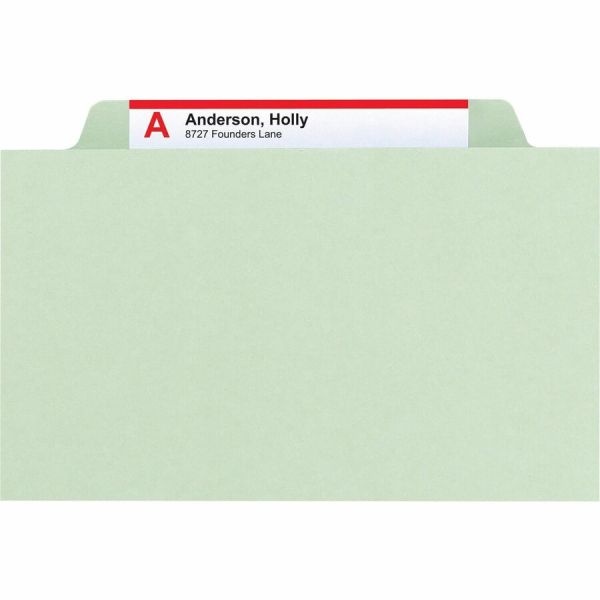 Smead Classification Folders, With Safeshield Coated Fasteners, 3 Dividers, 3" Expansion, Letter Size, 60% Recycled, Gray/Green, Box Of 10