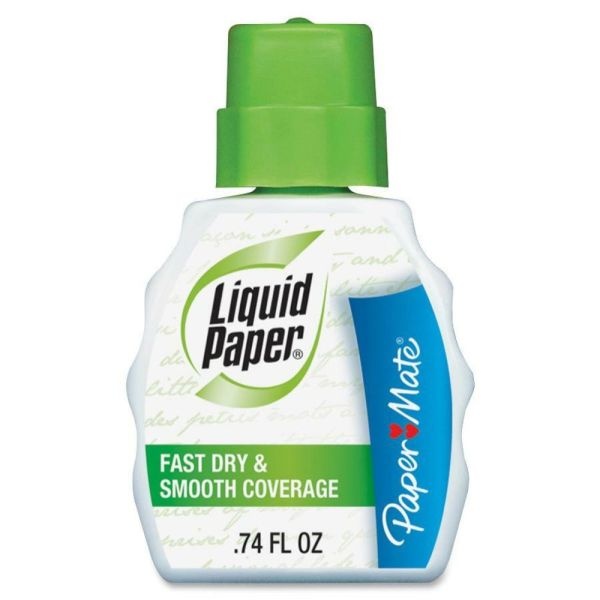 Paper Mate Liquid Paper Correction Fluid, Fast Dry & Smooth Coverage, White, Pack Of 12