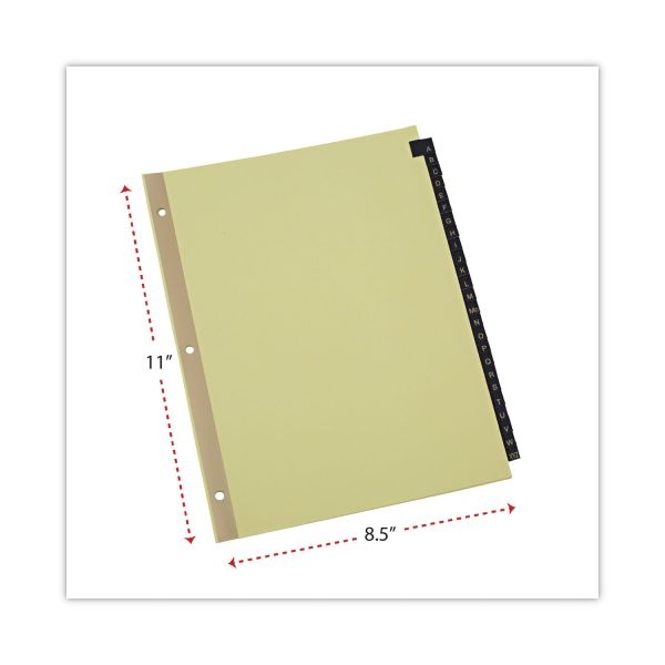 Universal Deluxe Preprinted Simulated Leather Tab Dividers With Gold Printing, 25-Tab, A To Z, 11 X 8.5, Buff, 1 Set