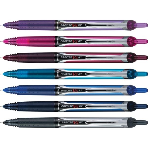 Pilot Precise V5rt Roller Ball Pen, Retractable, Extra-Fine 0.5 Mm, Assorted Ink And Barrel Colors, 7/Pack