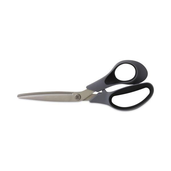 Tru Red Non-Stick Titanium-Coated Scissors, 8" Long, 3.86" Cut Length, Gun-Metal Gray Blades, Gray/Black Bent Handle
